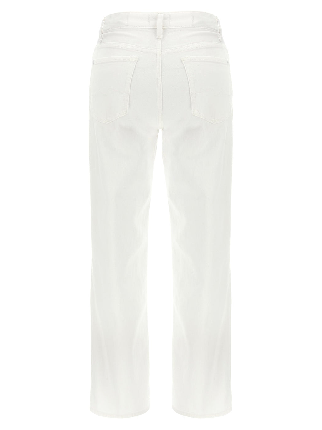7 For All Mankind White Cotton High-Waisted Jean