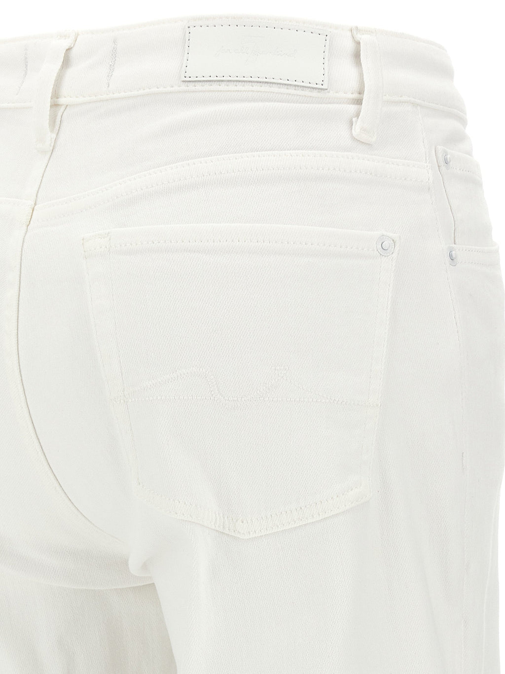 7 For All Mankind White Cotton High-Waisted Jean