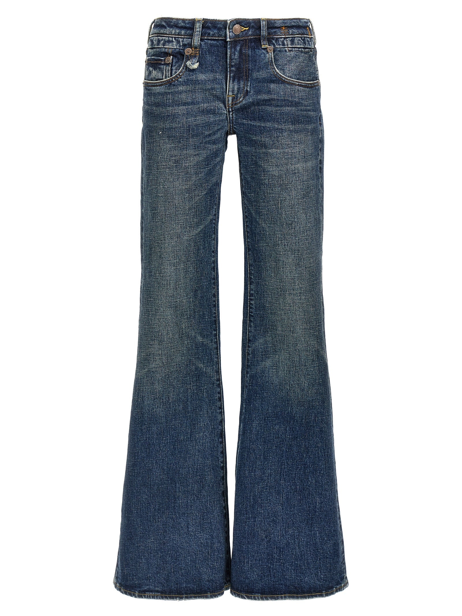 R13 Blue Cotton Flared Jeans