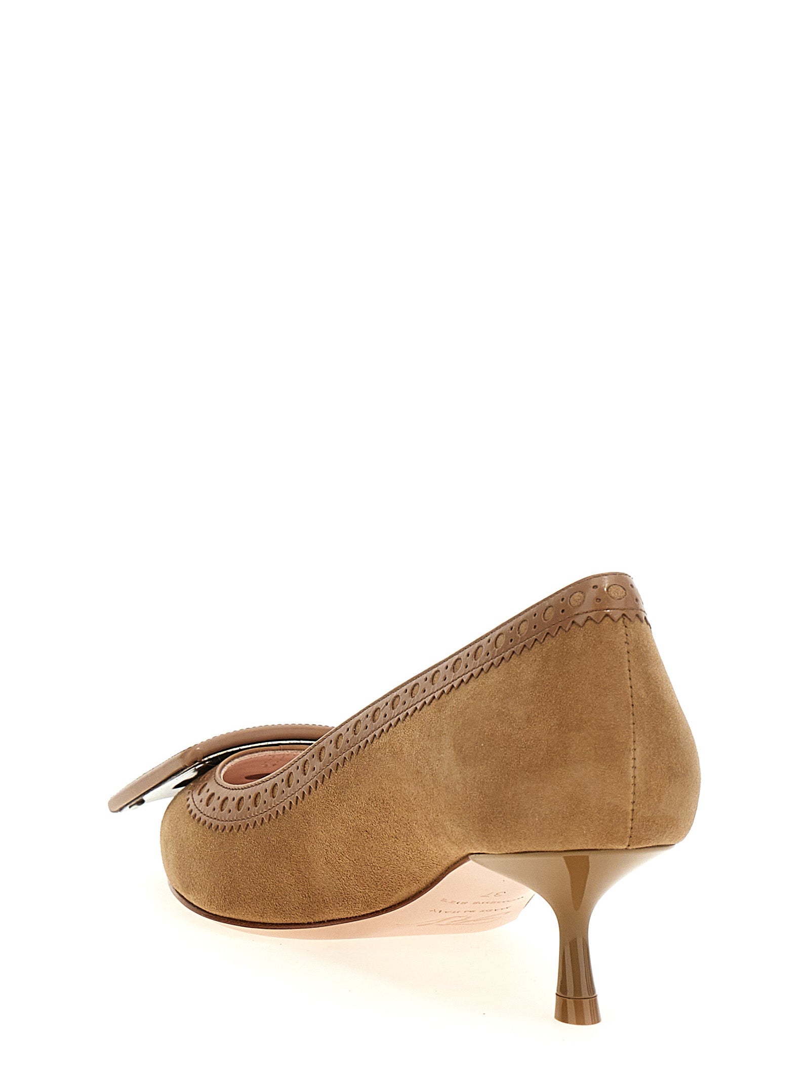 Roger Vivier Beige Goatskin Mid Heel Pumps