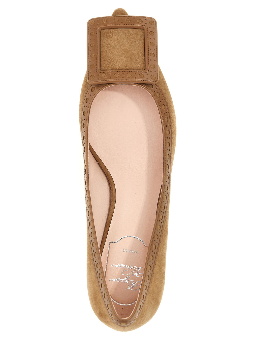 Roger Vivier Beige Goatskin Mid Heel Pumps