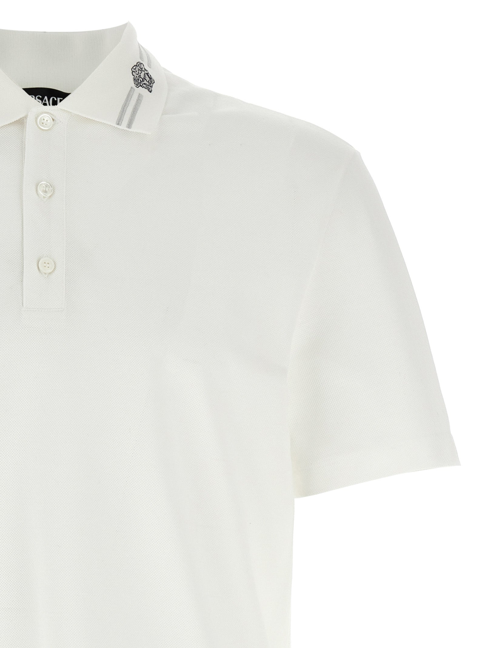 Versace White Cotton Polo Shirt