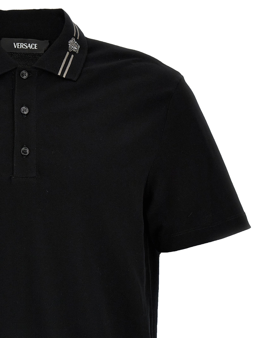 Versace Black Cotton Polo Shirt