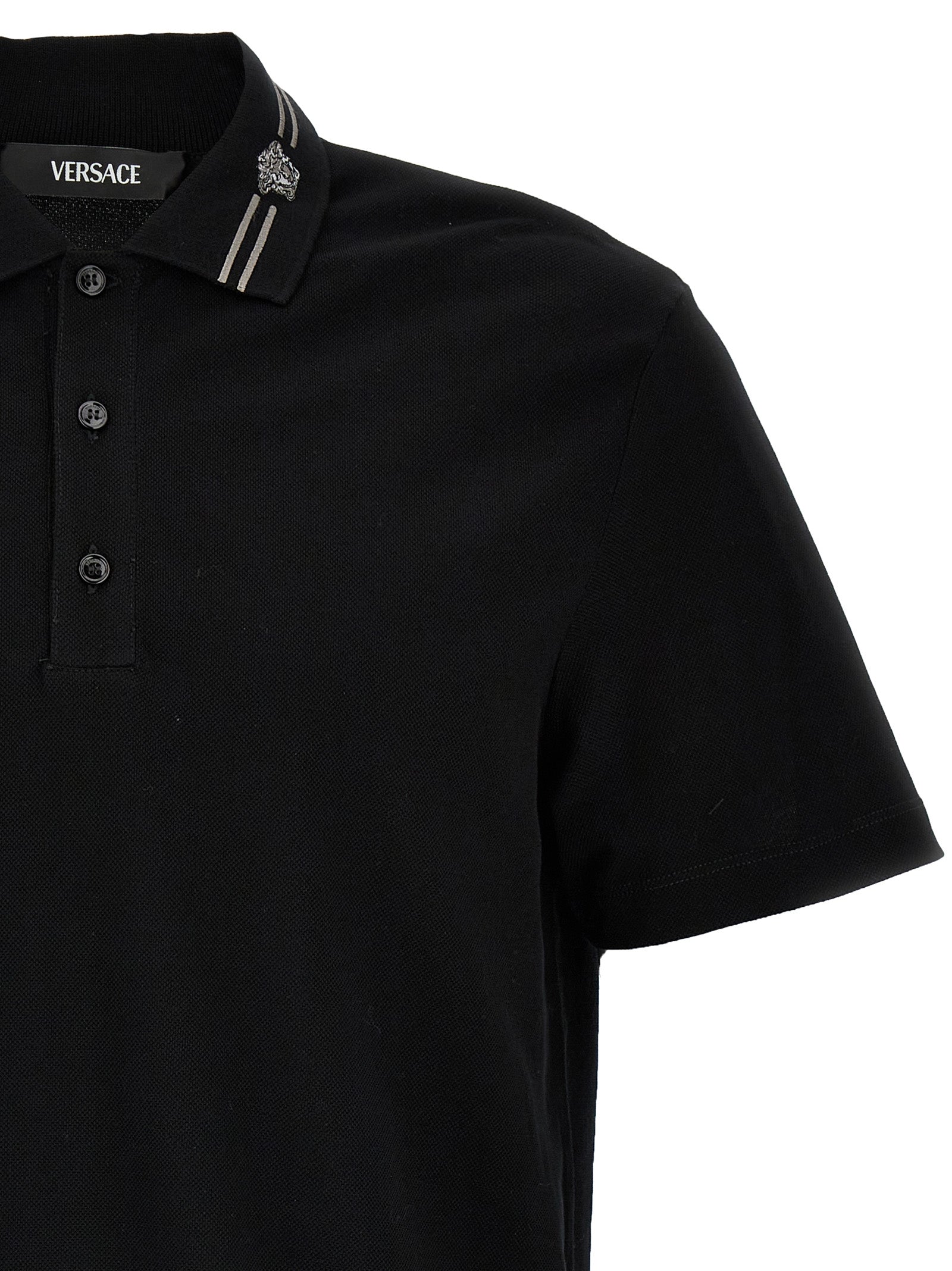Versace Black Cotton Polo Shirt
