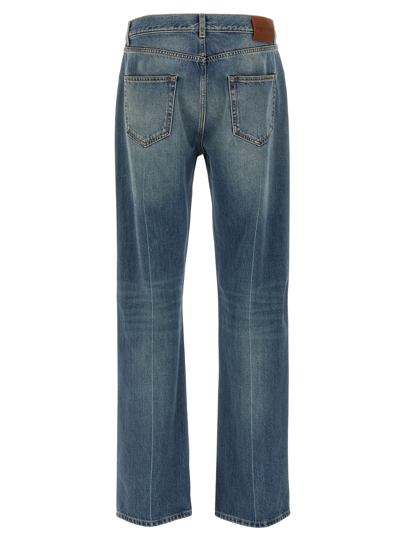 Alexander McQueen Blue Cotton Straight-Leg Jeans