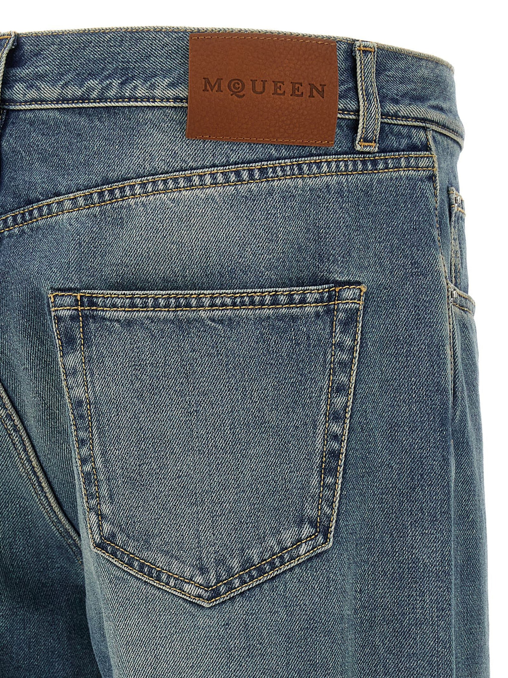 Alexander McQueen Blue Cotton Straight-Leg Jeans