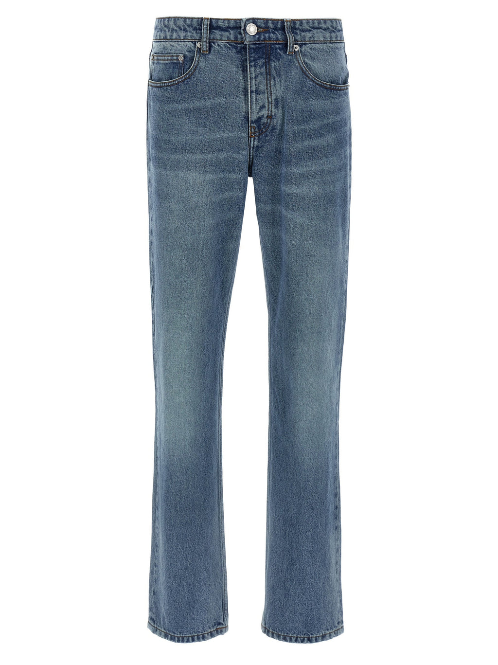 Ami Paris Blue Cotton Straight-Leg Jeans