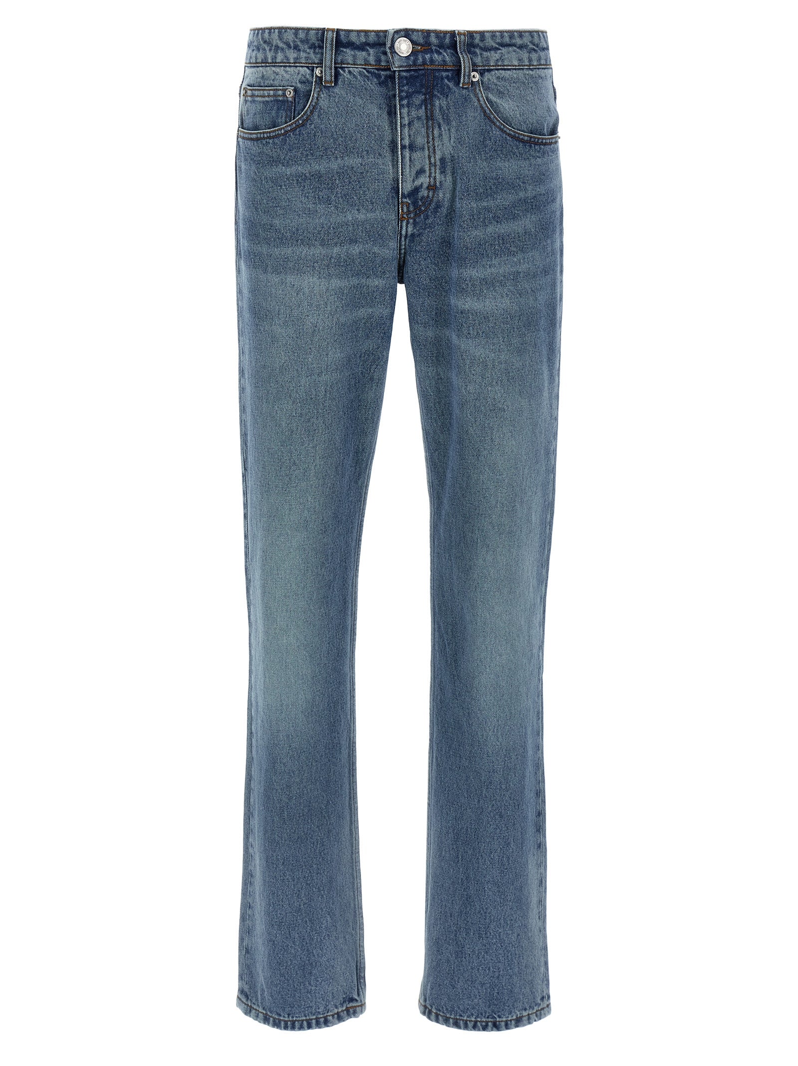 Ami Paris Blue Cotton Straight-Leg Jeans