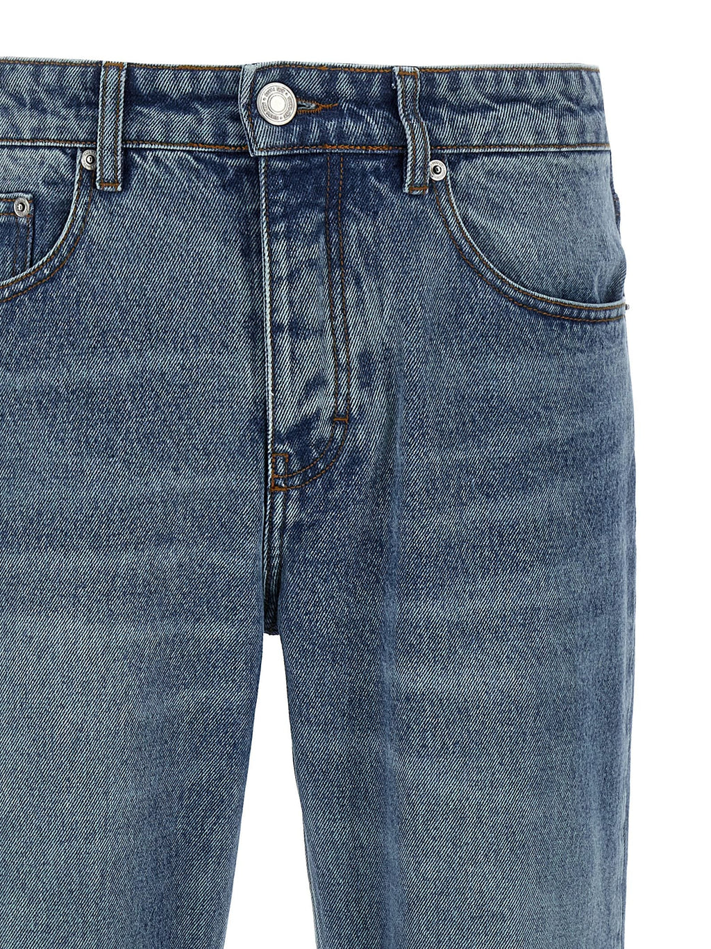 Ami Paris Blue Cotton Straight-Leg Jeans