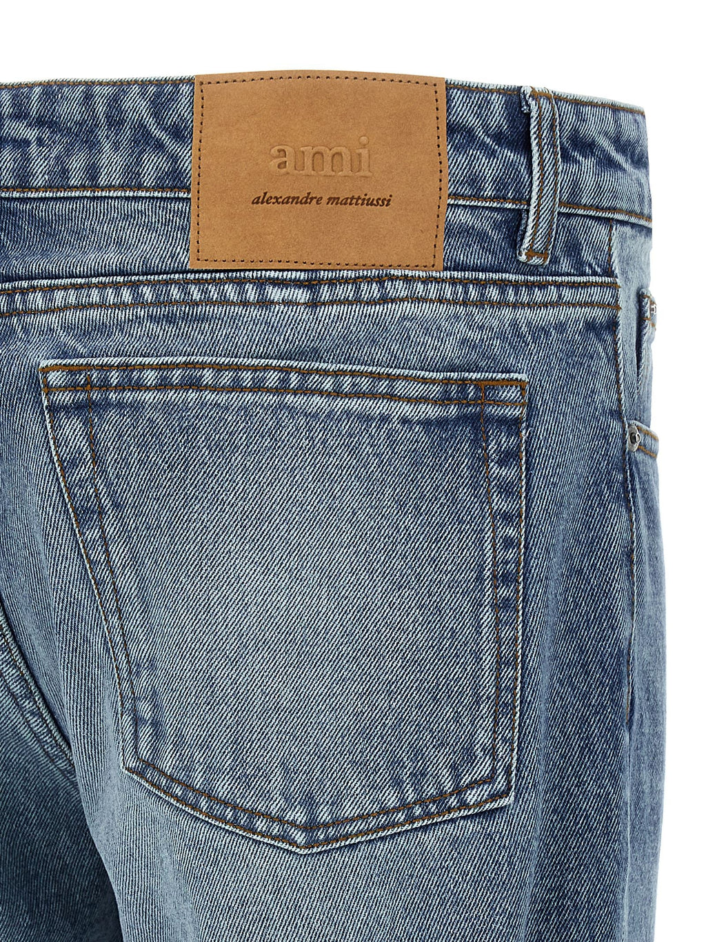 Ami Paris Blue Cotton Straight-Leg Jeans