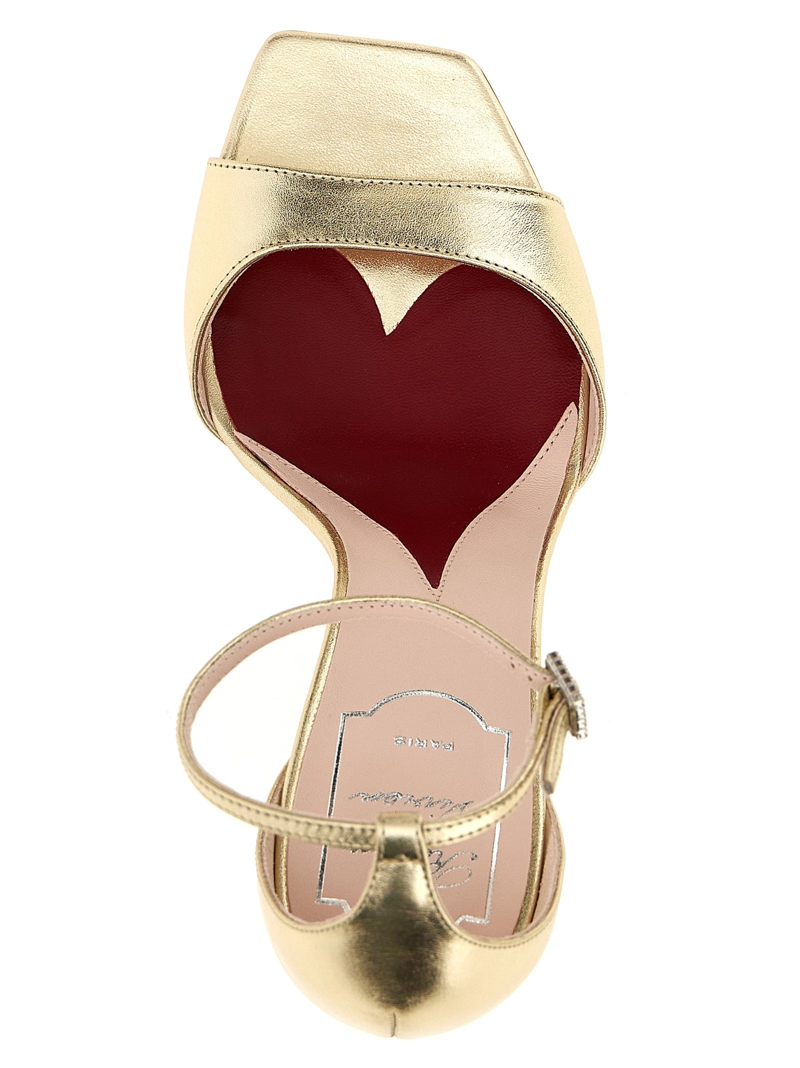 Roger Vivier Gold Calfskin Stiletto Heel Sandals