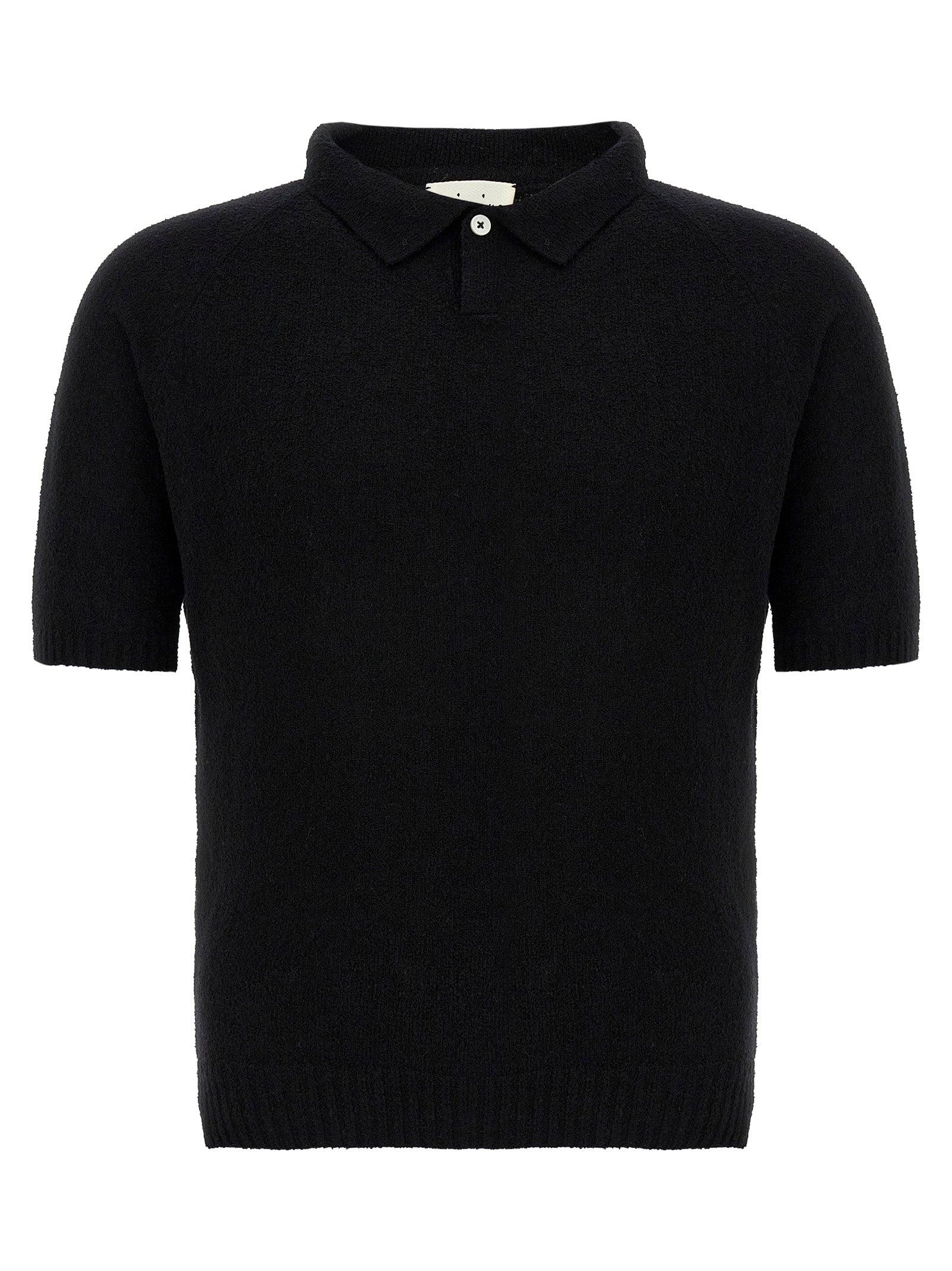 MA'RY'YA Black Cotton Polo Shirt