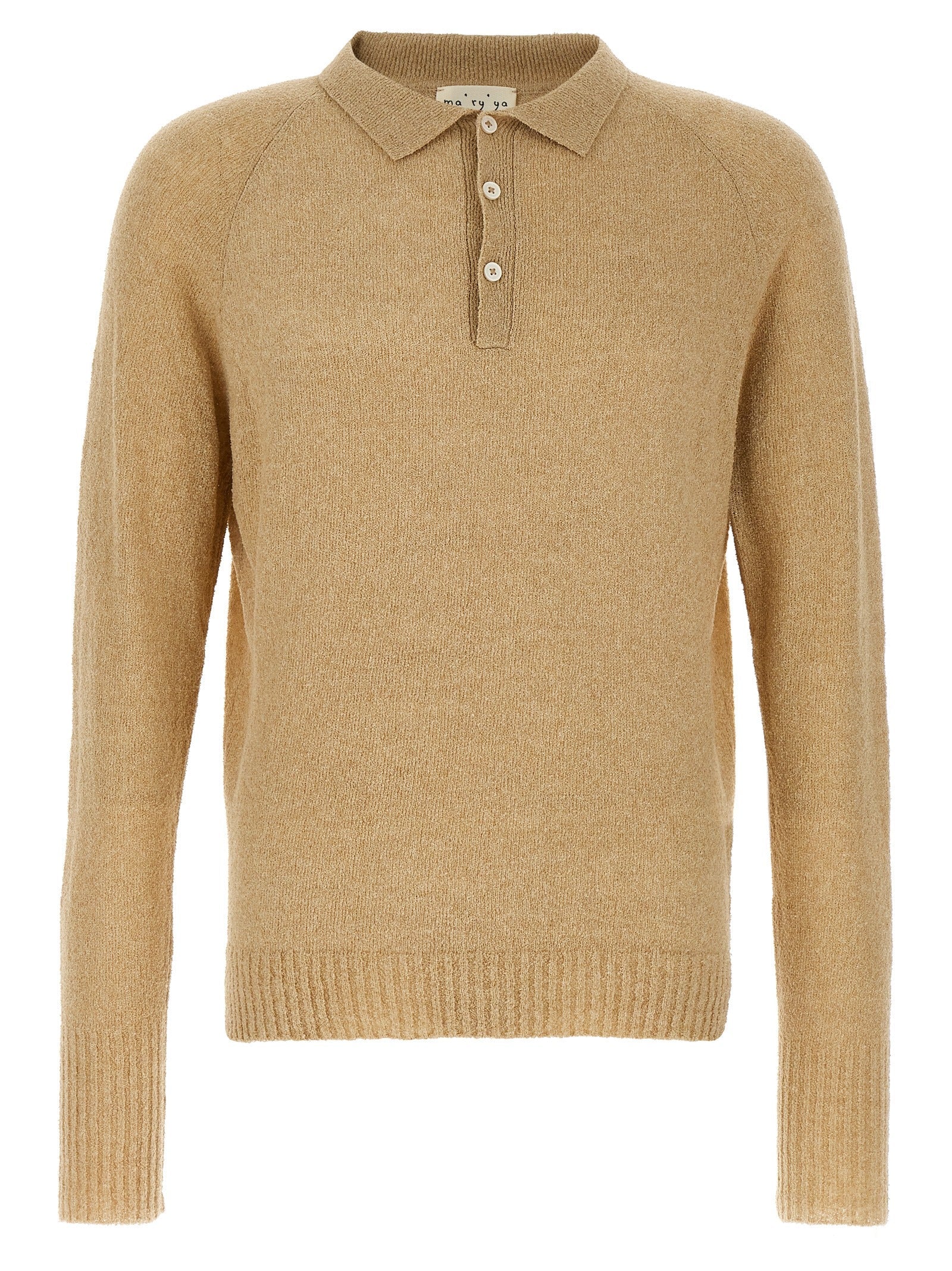 MA'RY'YA Beige Cotton Polo Shirt