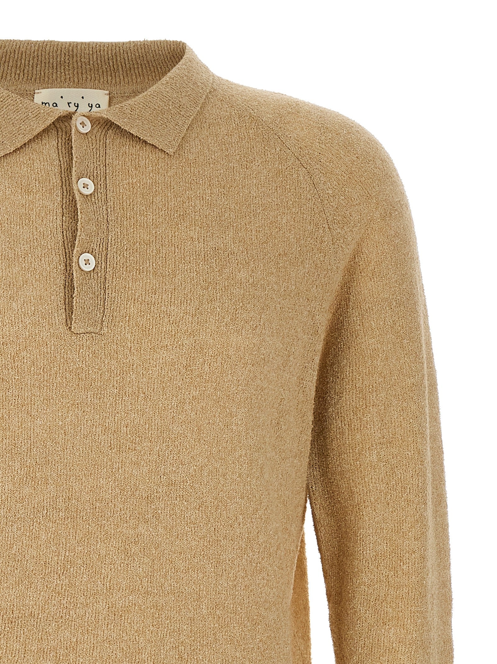 MA'RY'YA Beige Cotton Polo Shirt