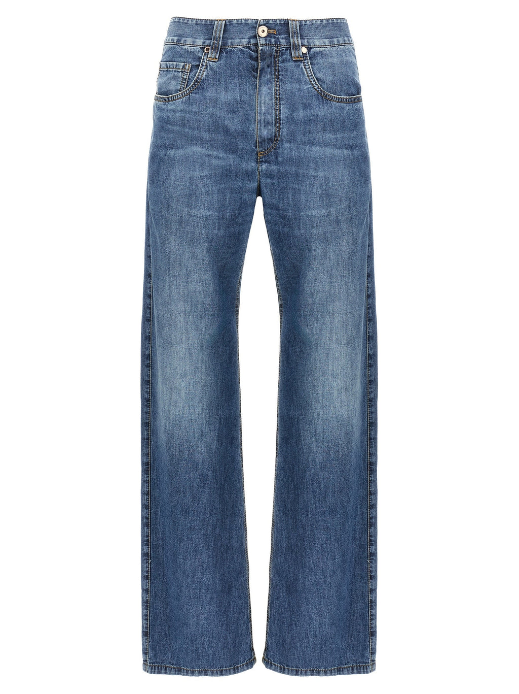 Brunello Cucinelli Blue Cotton Straight-Leg Jeans