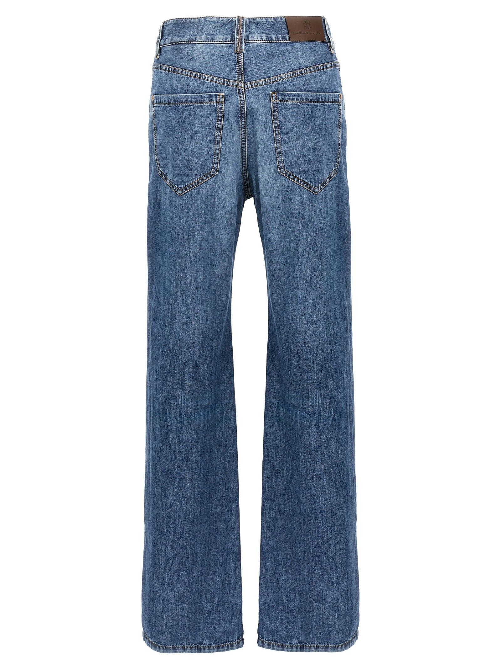 Brunello Cucinelli Blue Cotton Straight-Leg Jeans