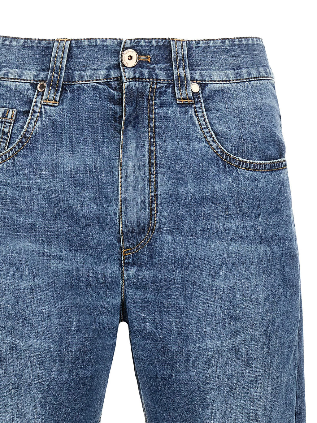 Brunello Cucinelli Blue Cotton Straight-Leg Jeans