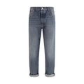 Brunello Cucinelli Gray Cotton Straight-Leg Jeans