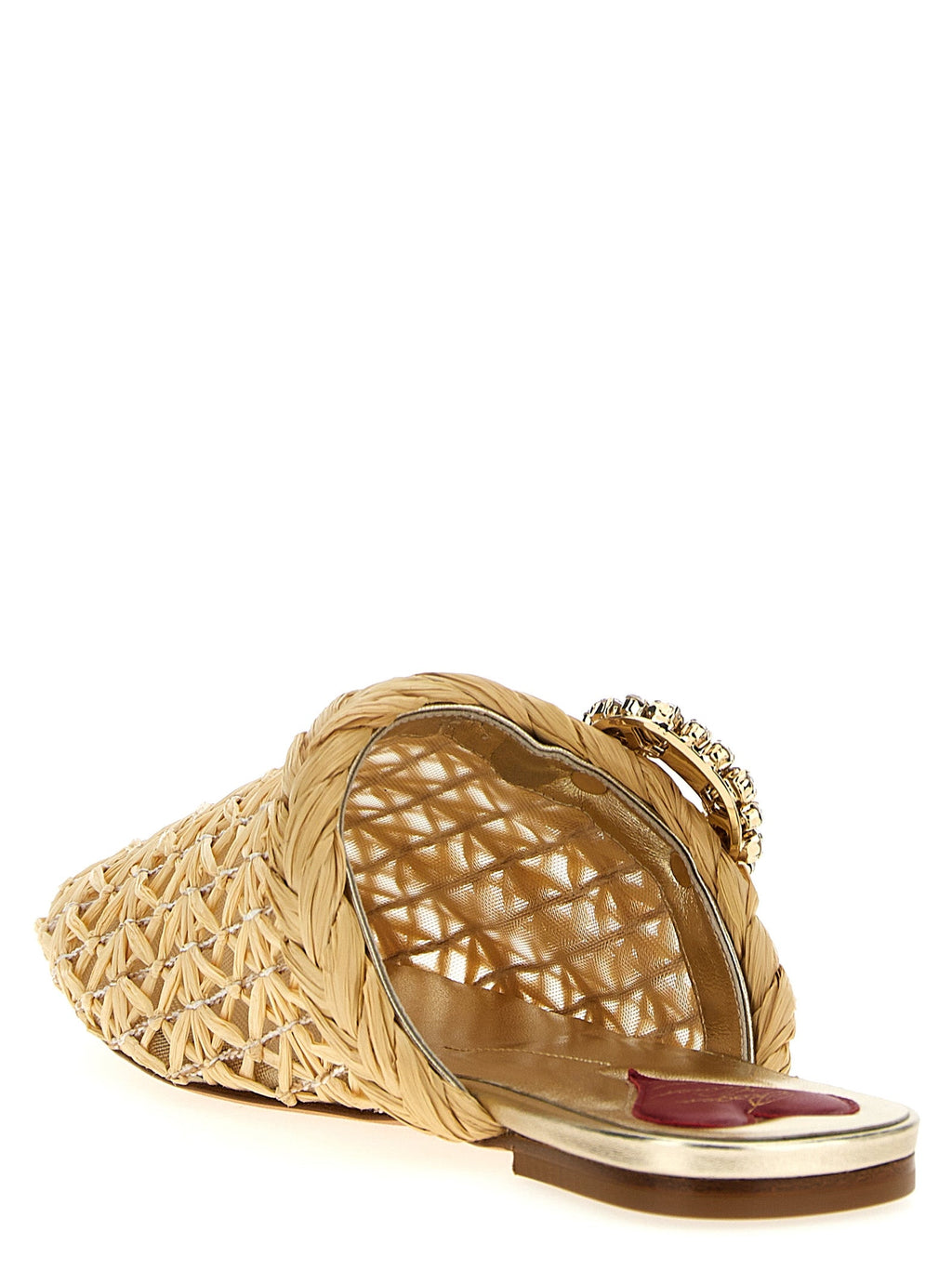 Roger Vivier Beige Raffia Mules