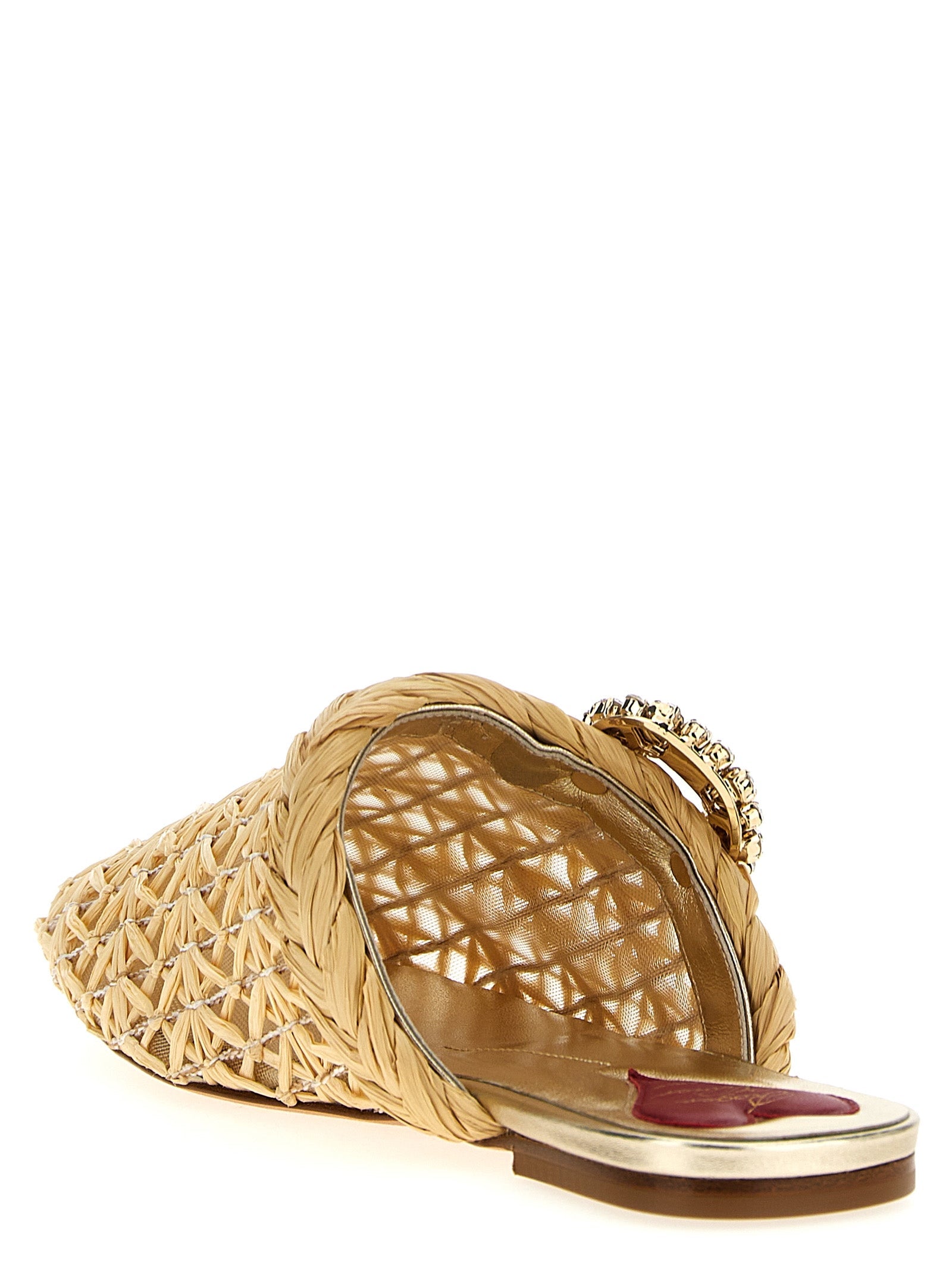Roger Vivier Beige Raffia Mules