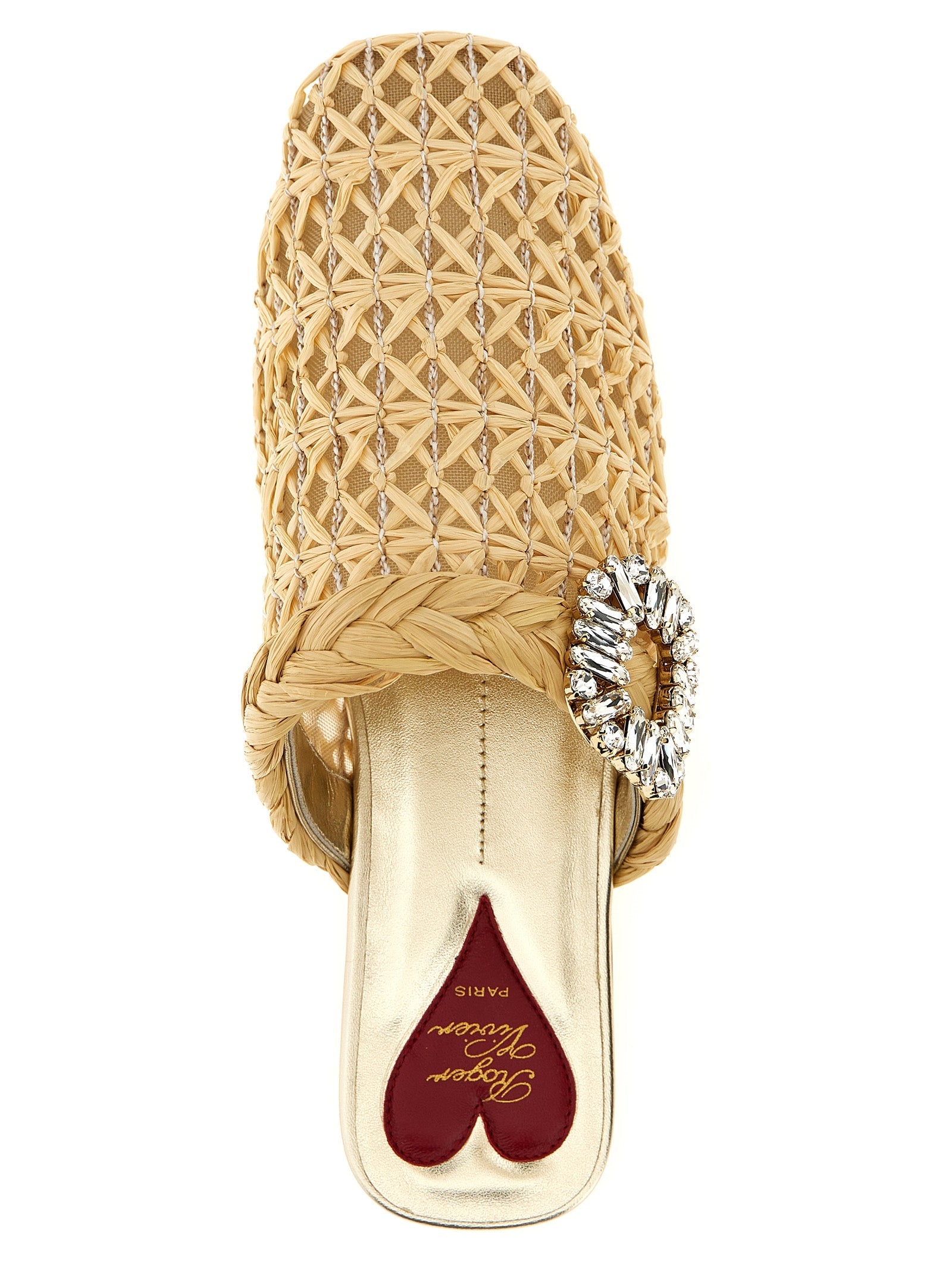 Roger Vivier Beige Raffia Mules