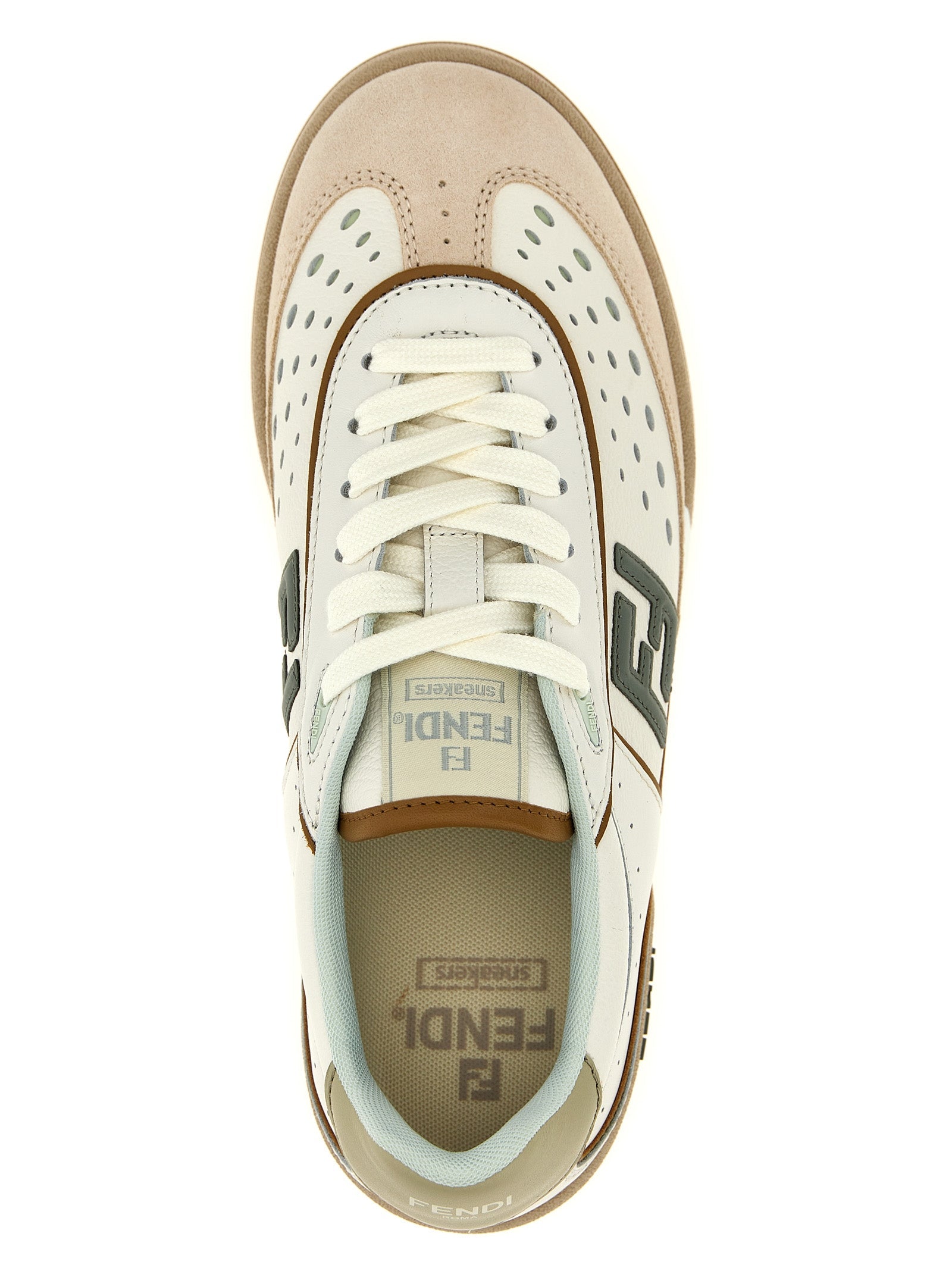 Fendi Beige Leather Sneakers