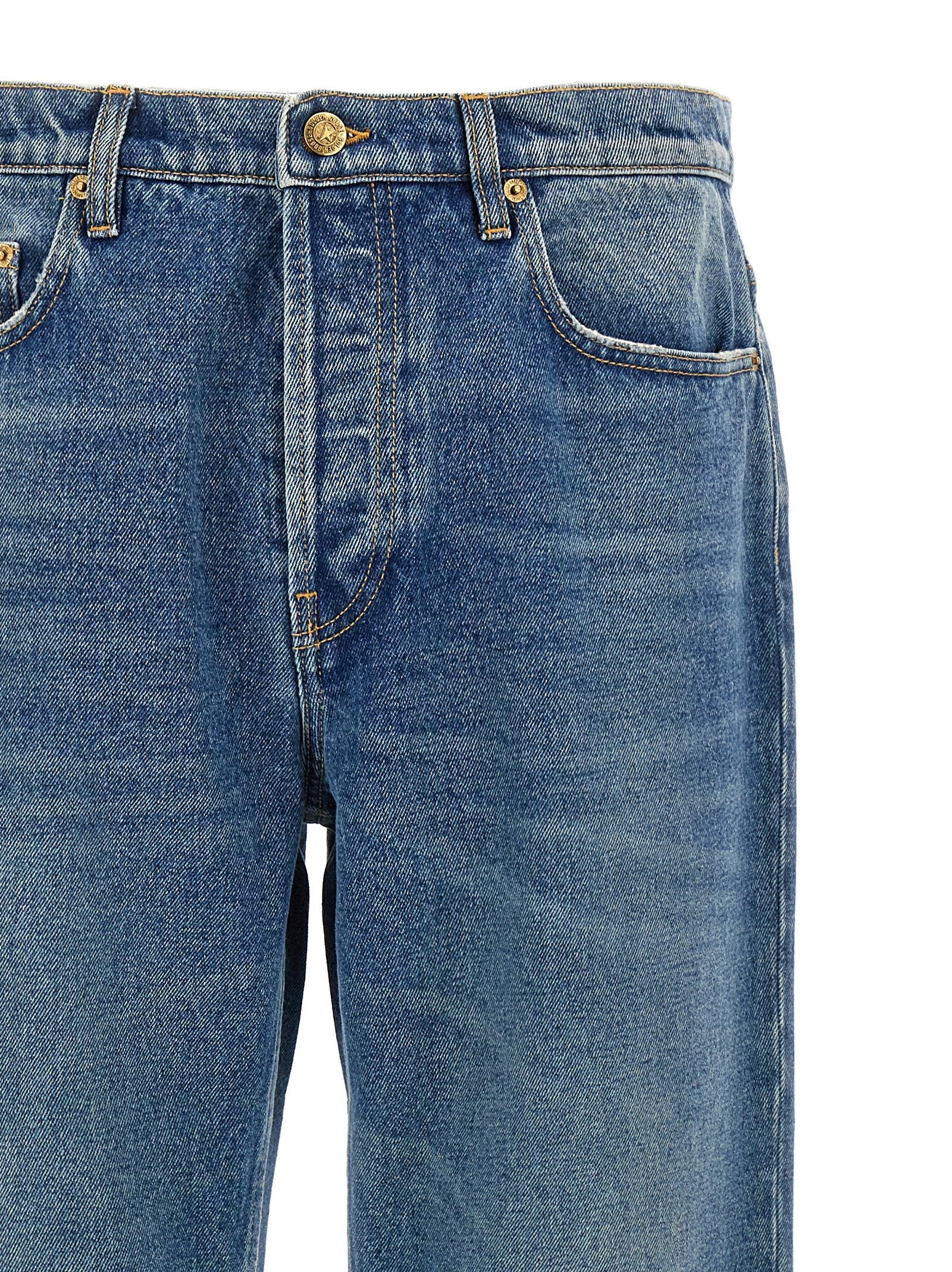 Golden Goose Blue Cotton Straight-Leg Jeans