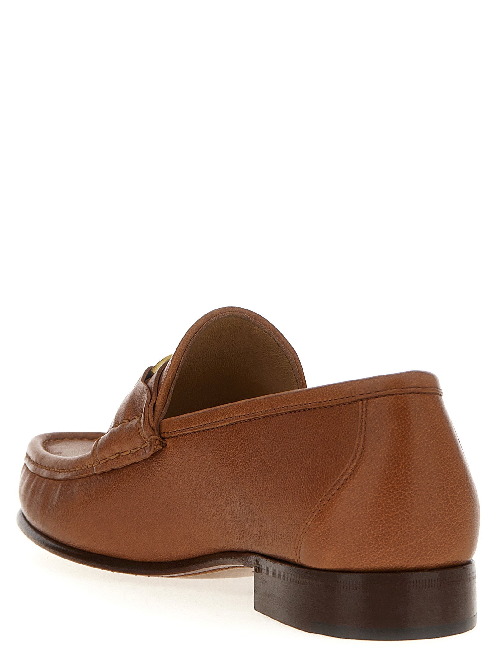 Valentino Garavani Brown Leather Slip-On Loafers