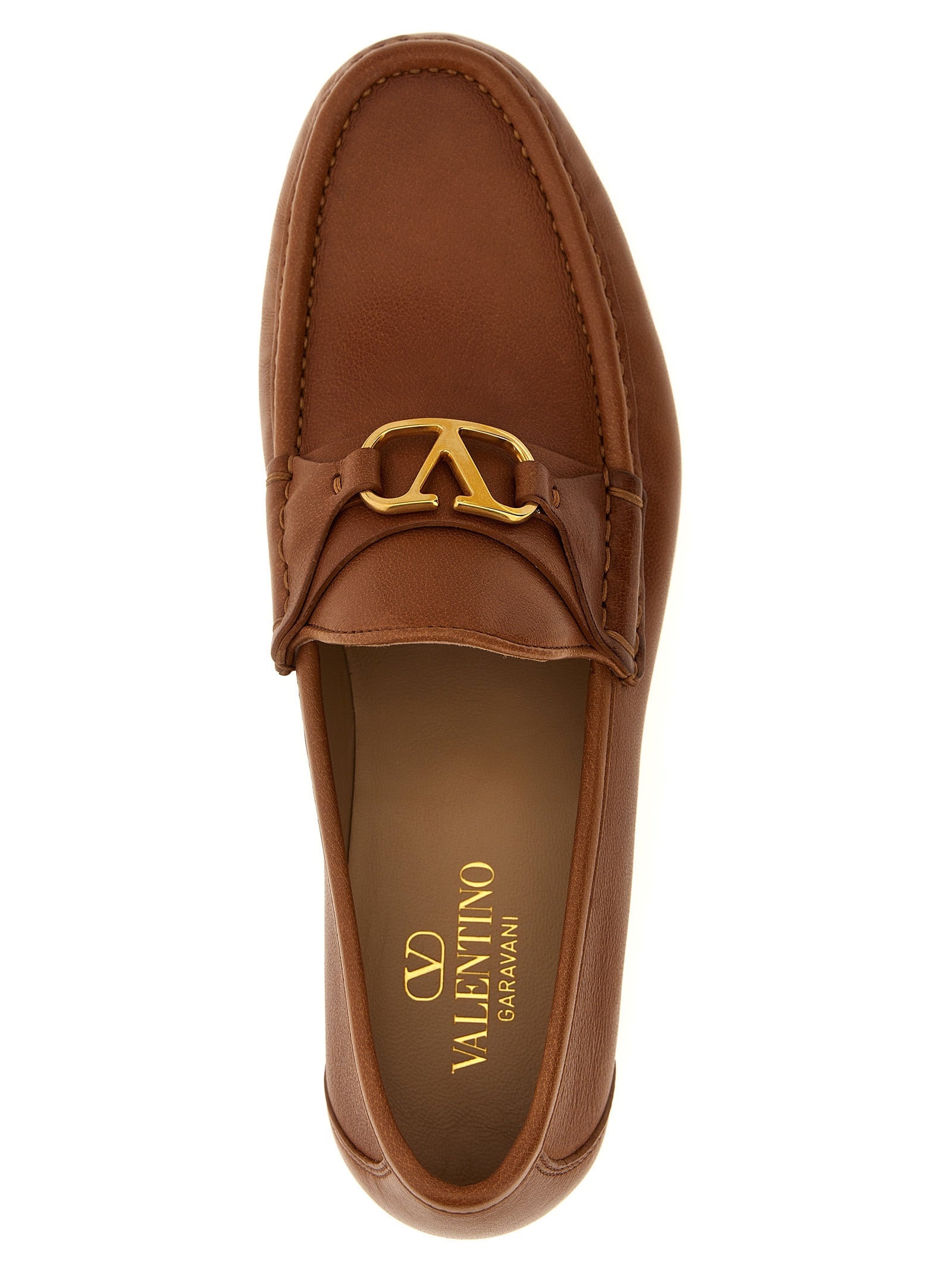 Valentino Garavani Brown Leather Slip-On Loafers