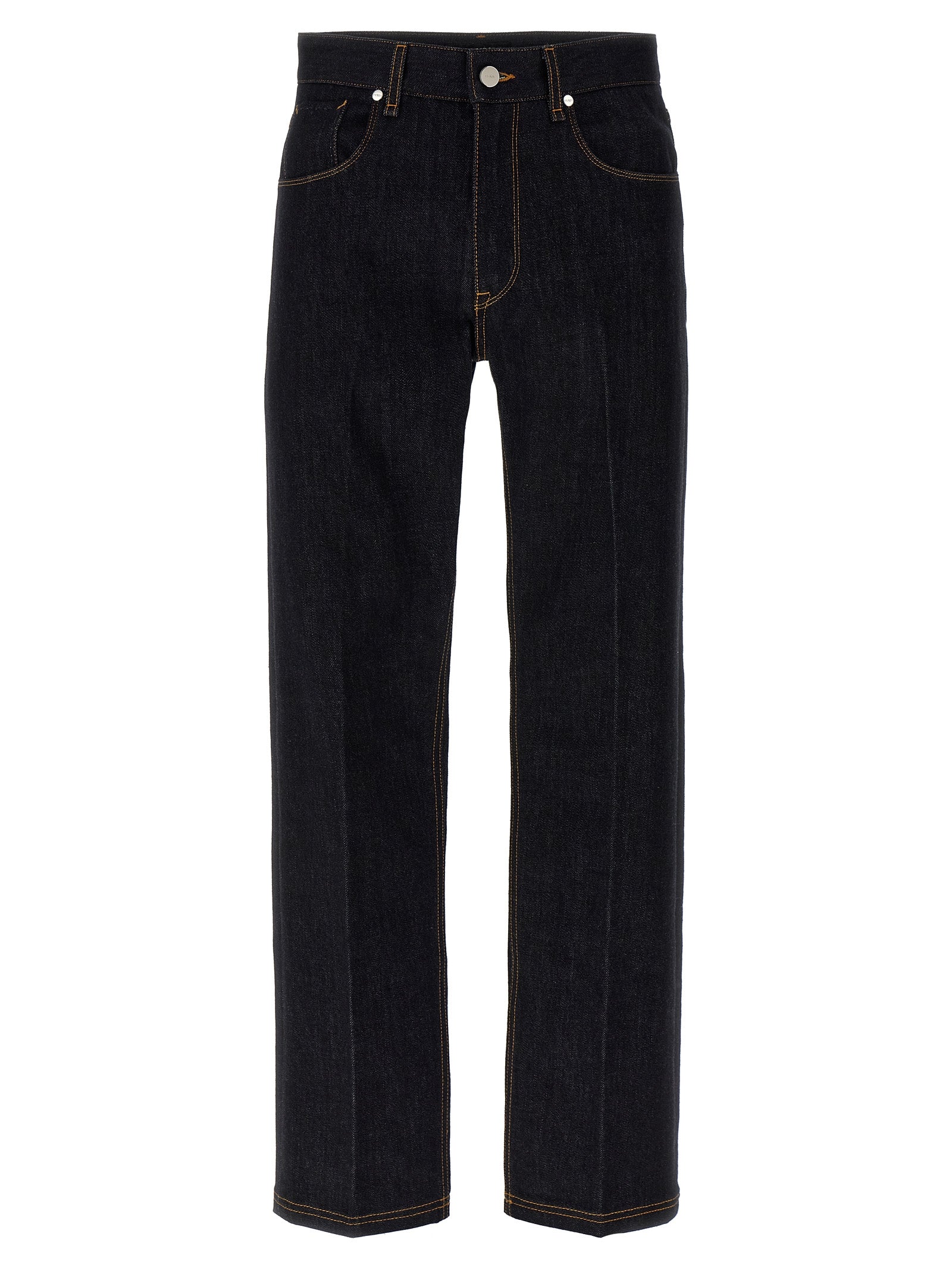 Fendi Blue Cotton Straight-Leg Jeans
