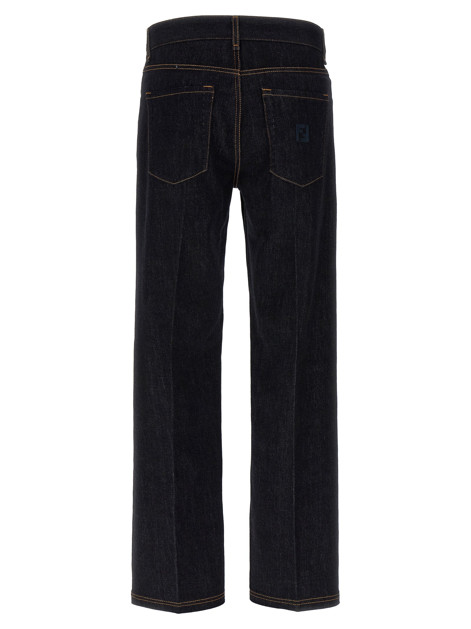 Fendi Blue Cotton Straight-Leg Jeans