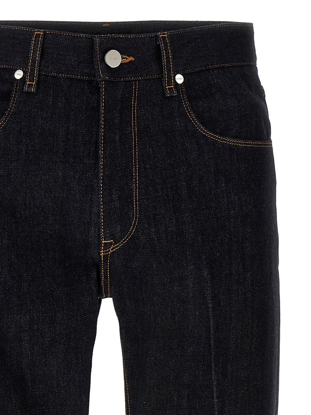 Fendi Blue Cotton Straight-Leg Jeans