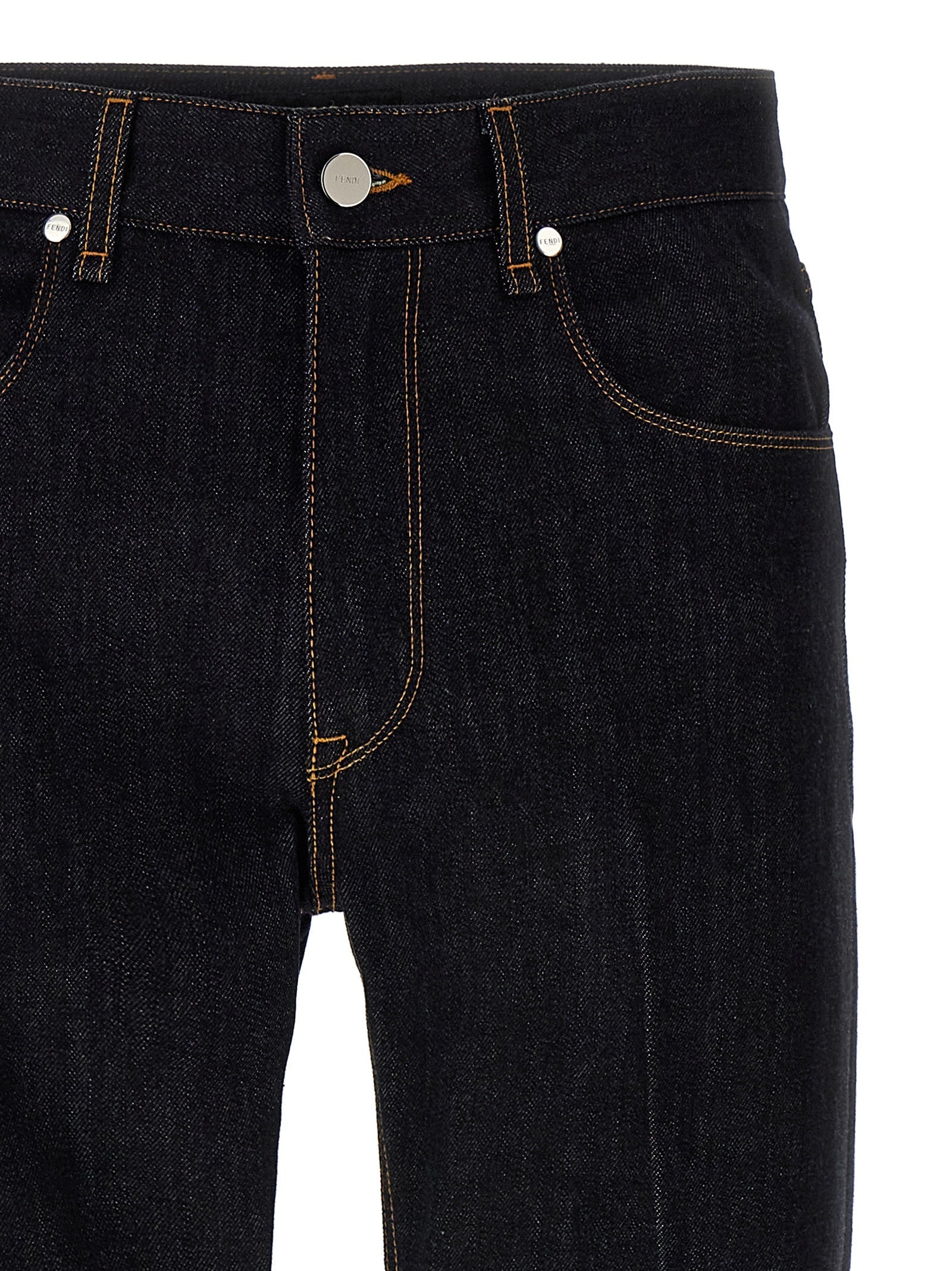 Fendi Blue Cotton Straight-Leg Jeans