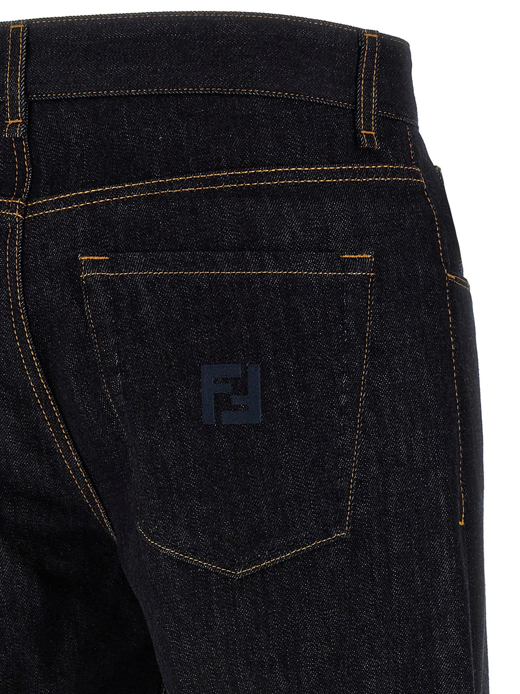 Fendi Blue Cotton Straight-Leg Jeans
