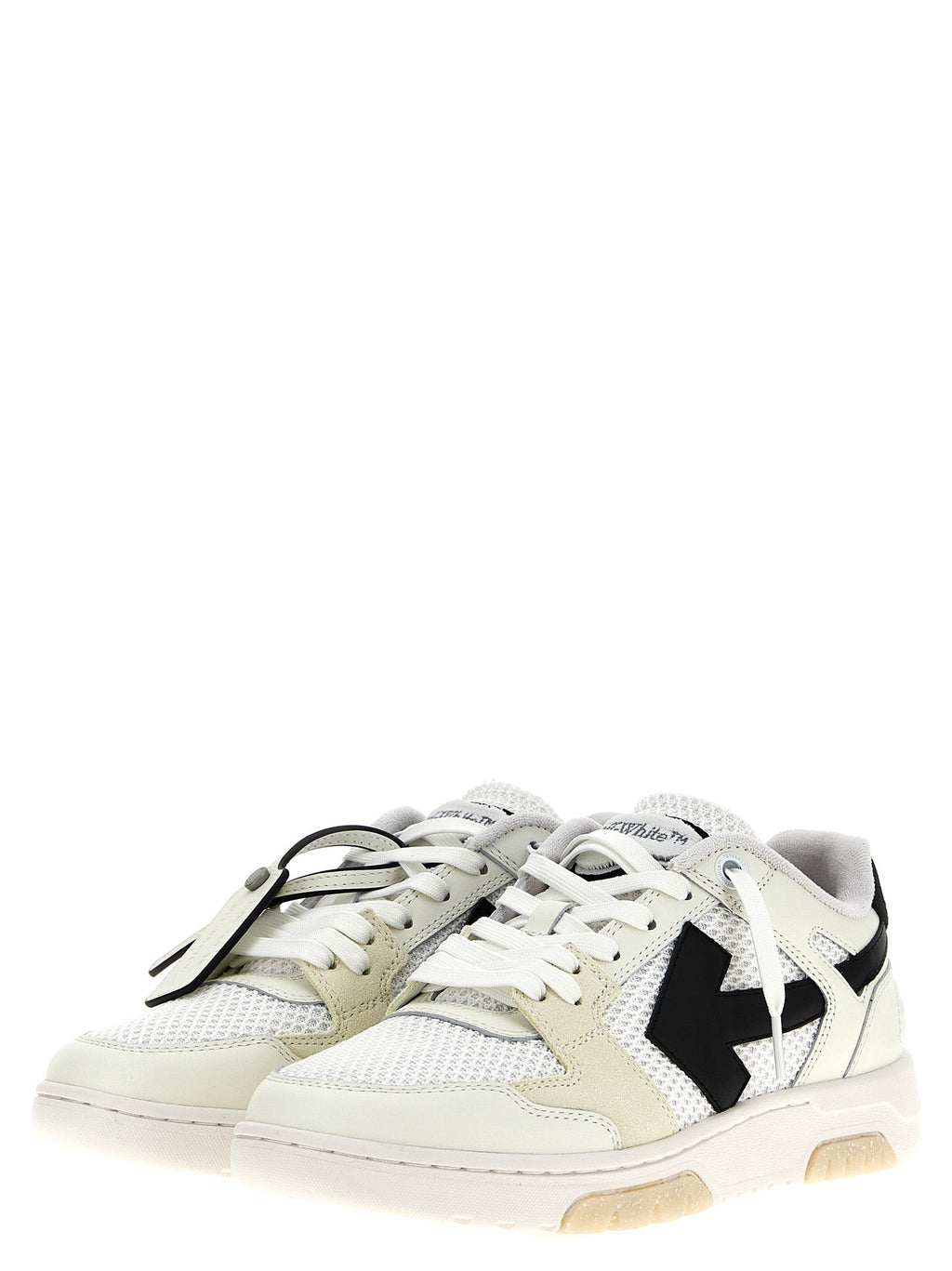 Off-White Bicolor Bovine Leather Athletic Sneakers