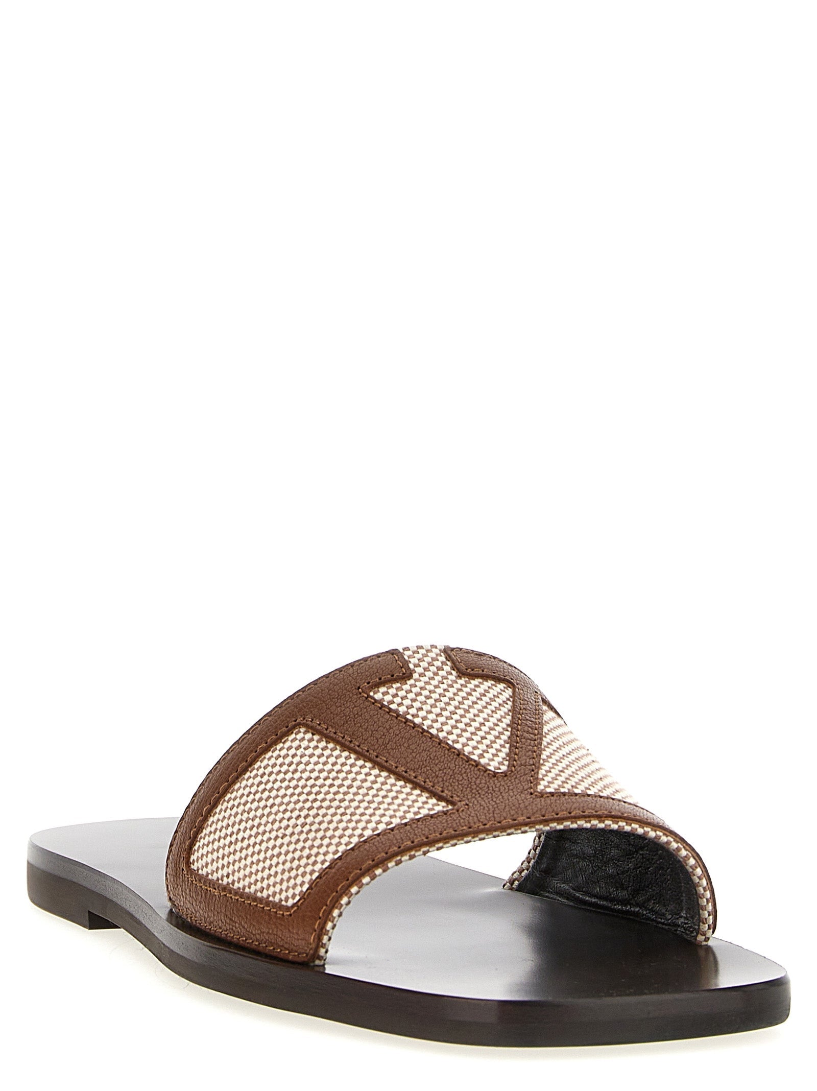 Valentino Garavani Brown Cotton Slides