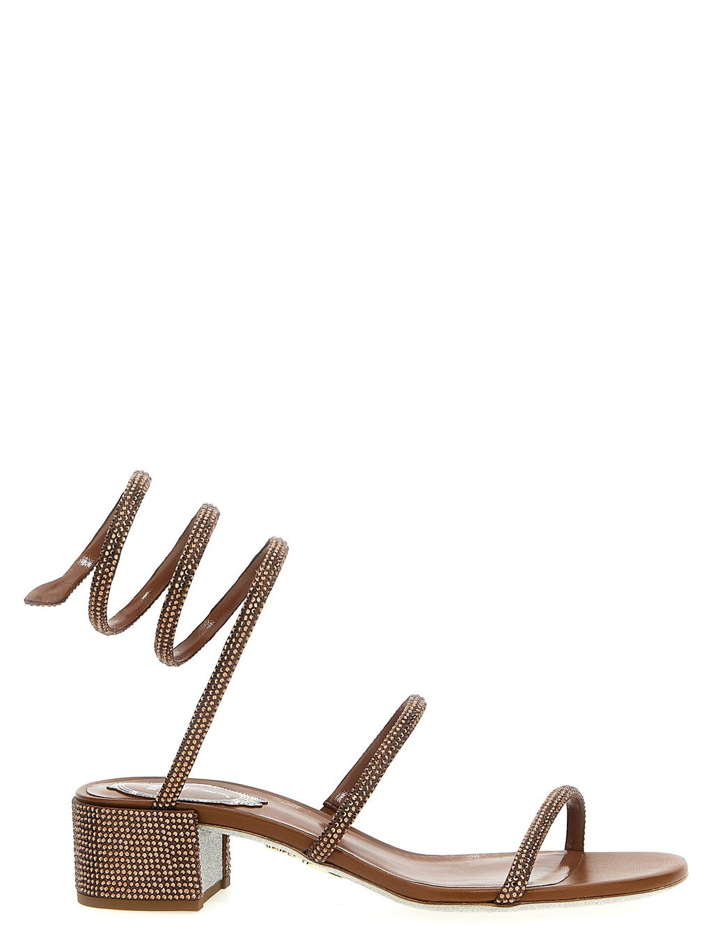 RENE CAOVILLA Brown Satin Platform Sandals