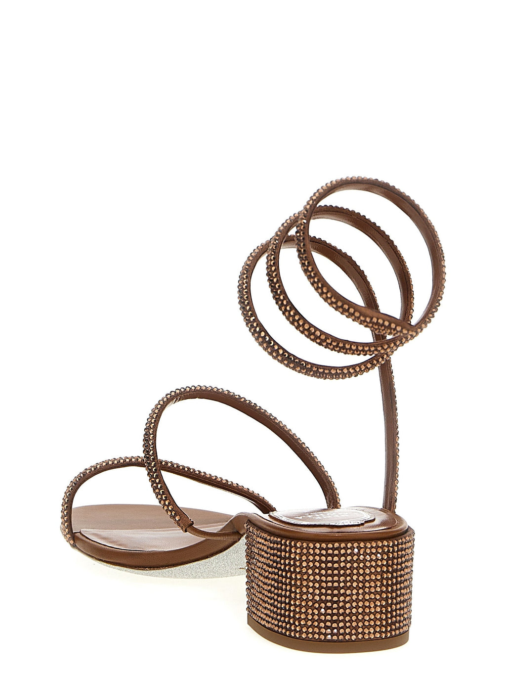 RENE CAOVILLA Brown Satin Platform Sandals