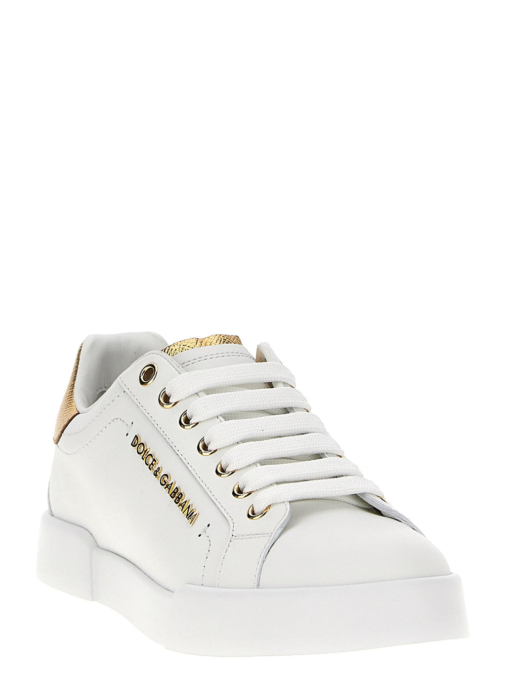 Dolce & Gabbana Gold Calfskin Low Top Sneakers