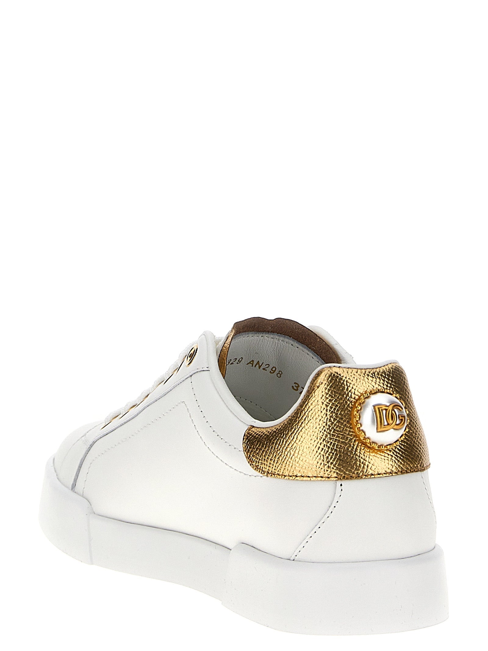 Dolce & Gabbana Gold Calfskin Low Top Sneakers