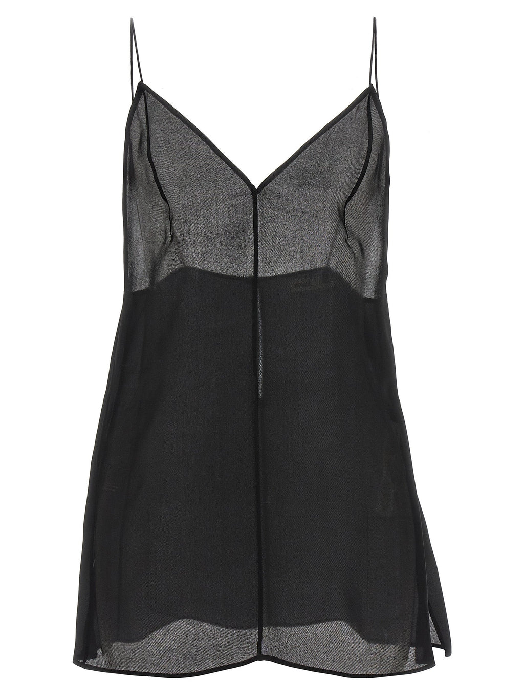 Khaite Black Silk Tank Tops