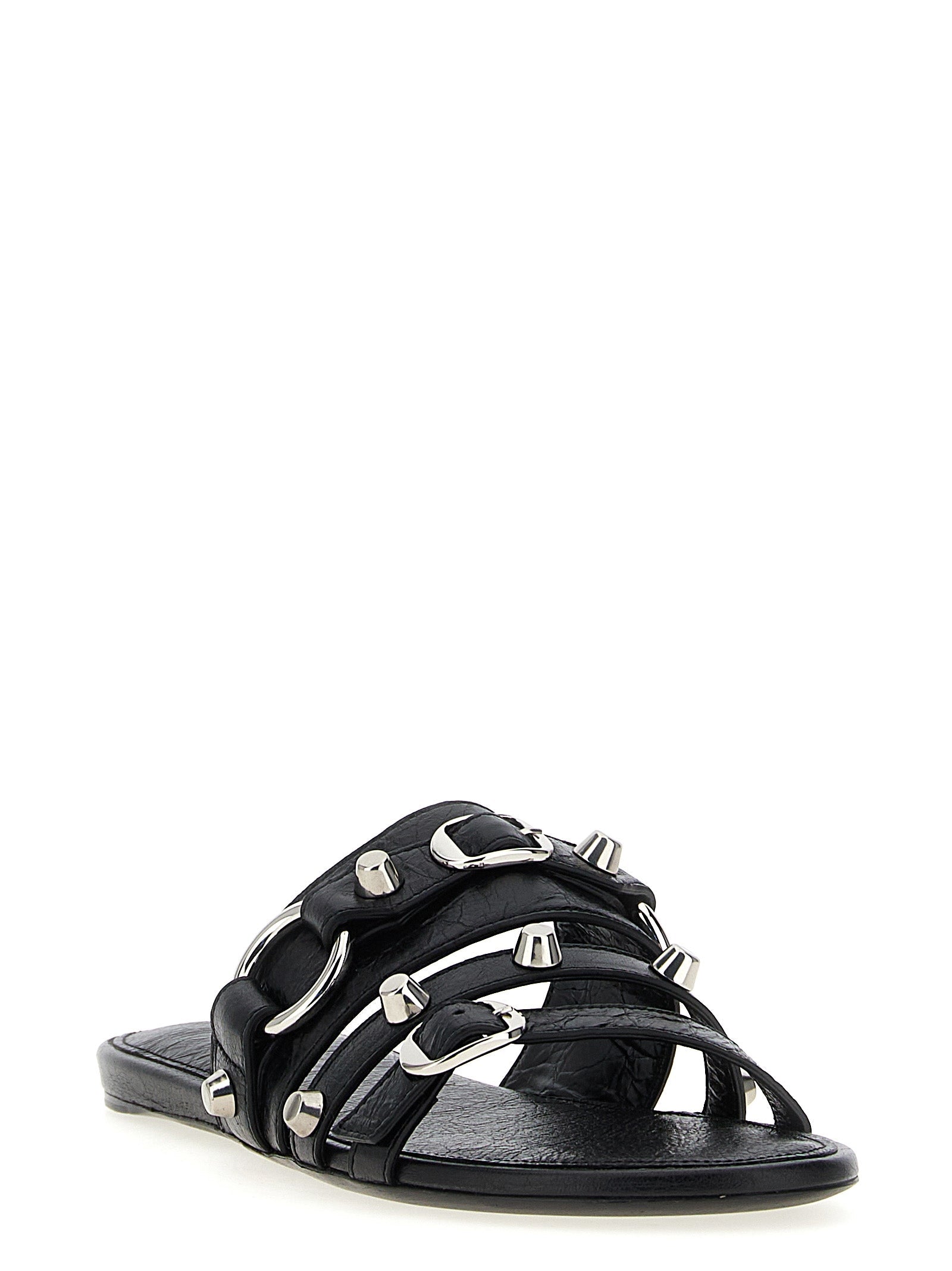 Balenciaga Black Lamb Leather Slides