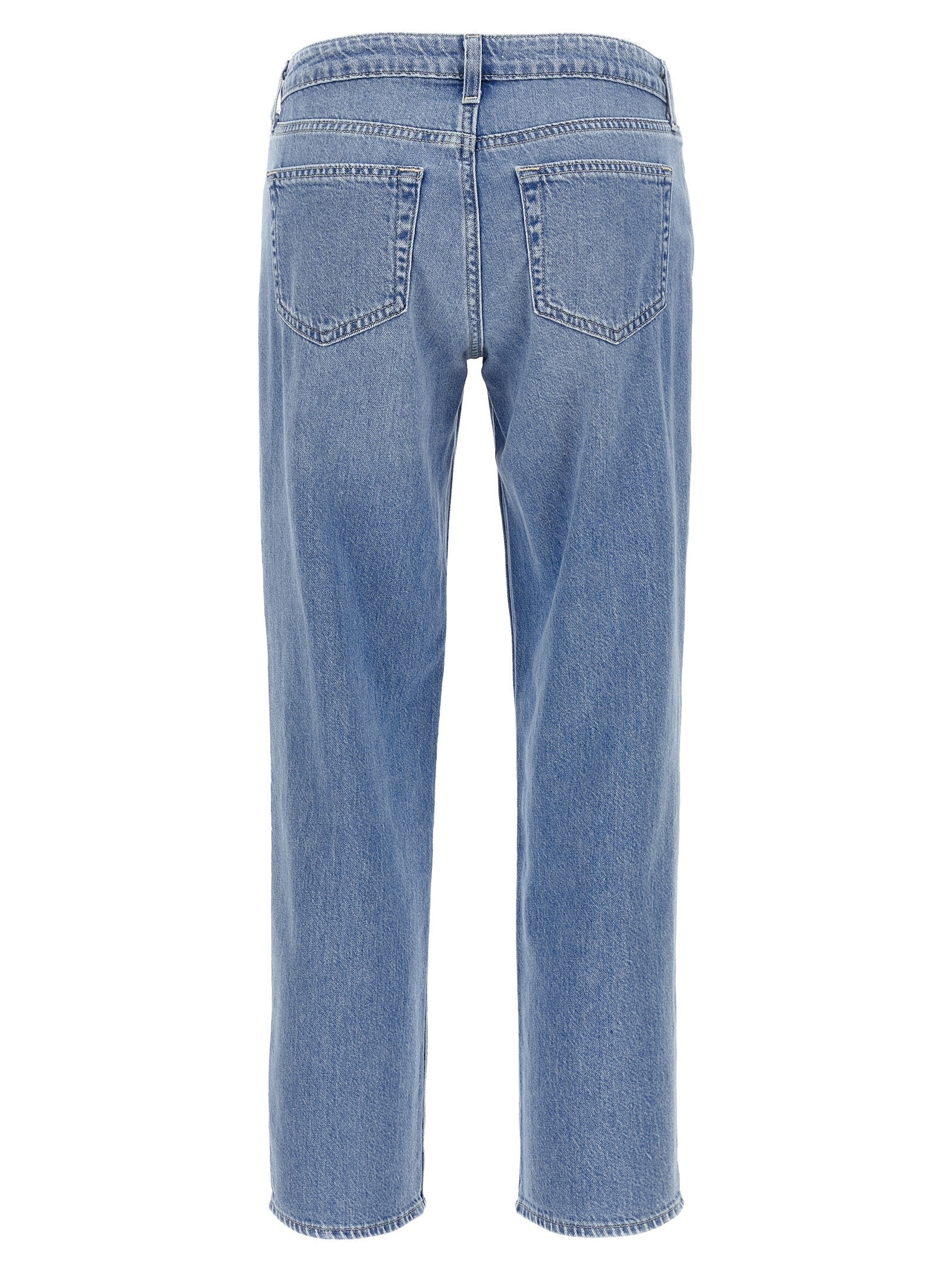 L'Agence Blue Cotton Straight-Leg Jeans