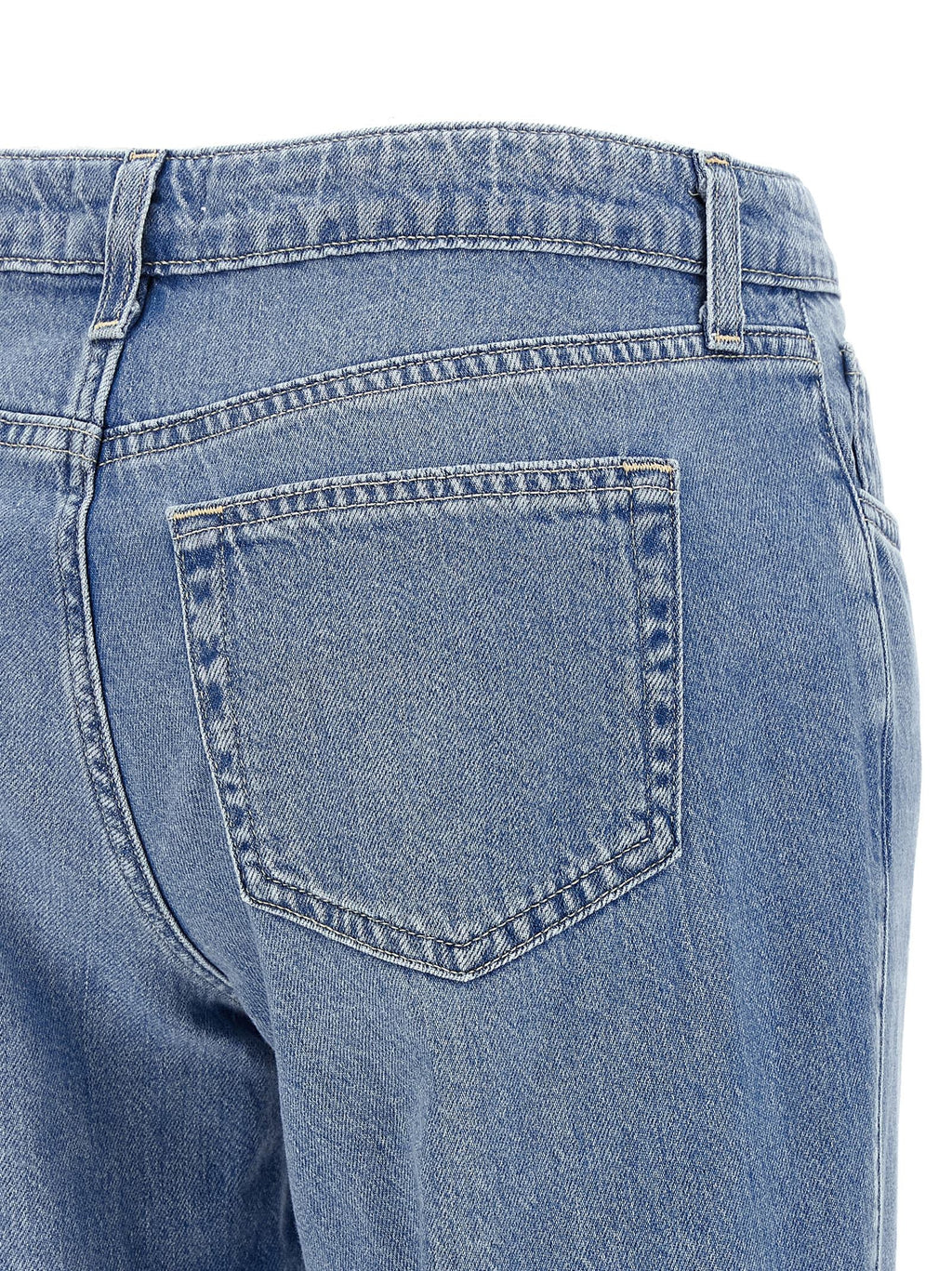 L'Agence Blue Cotton Straight-Leg Jeans