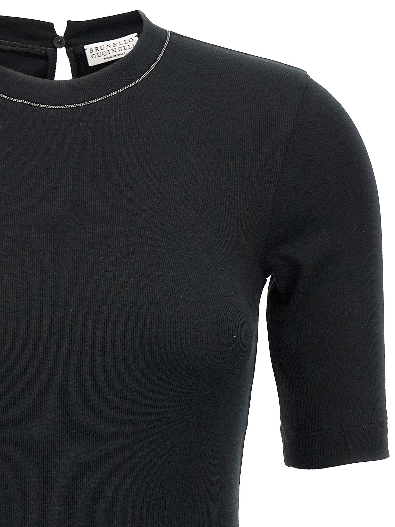 Brunello Cucinelli Black Cotton T-Shirt