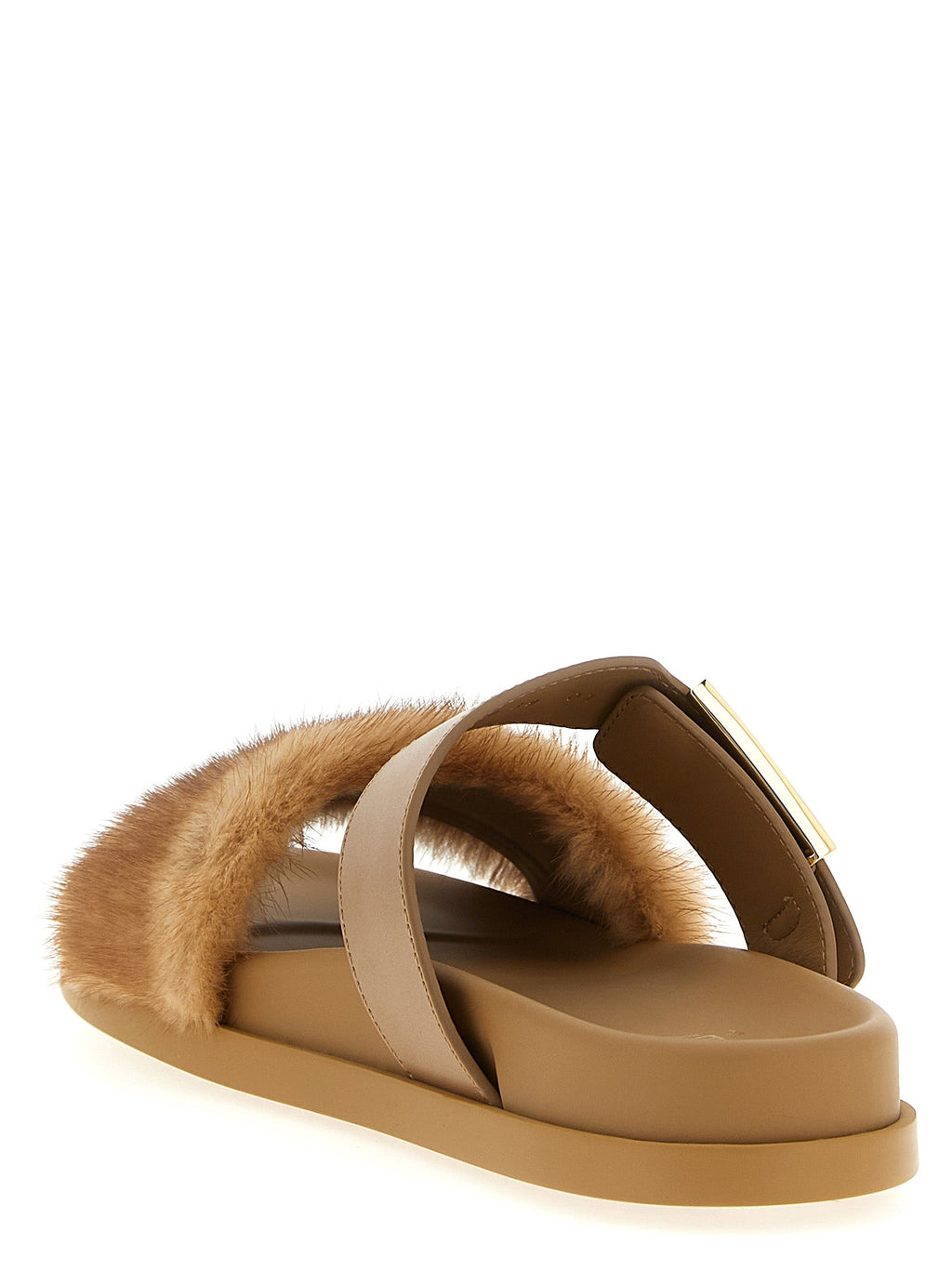 Fendi Brown Leather Slides