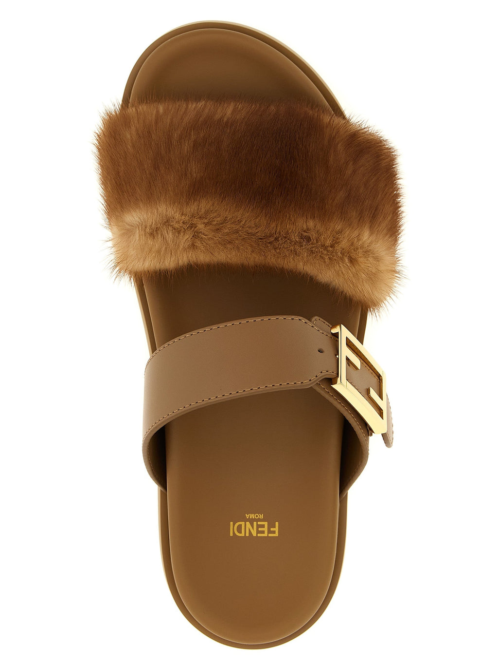 Fendi Brown Leather Slides