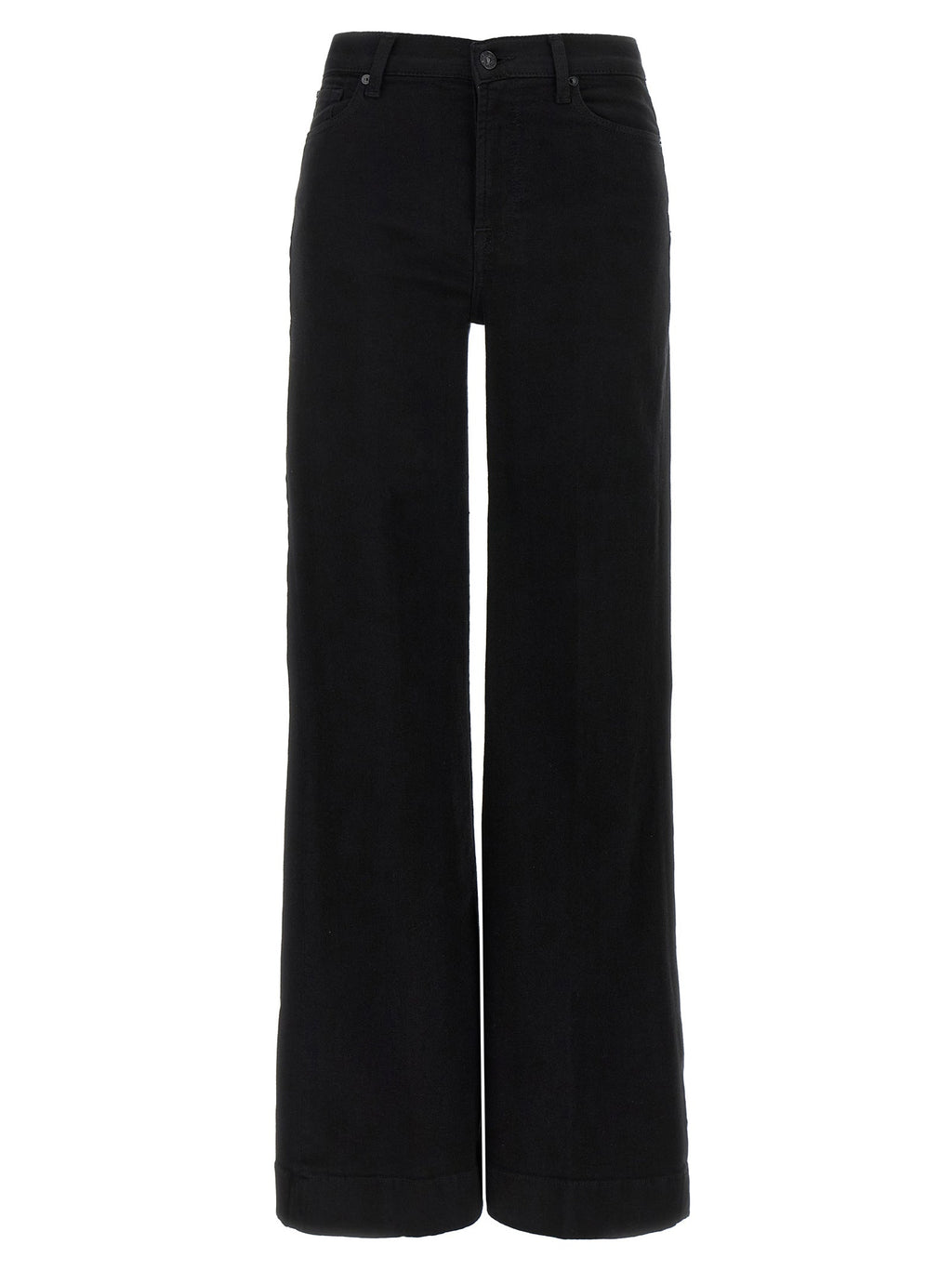 7 For All Mankind Black Cotton Flared Jeans