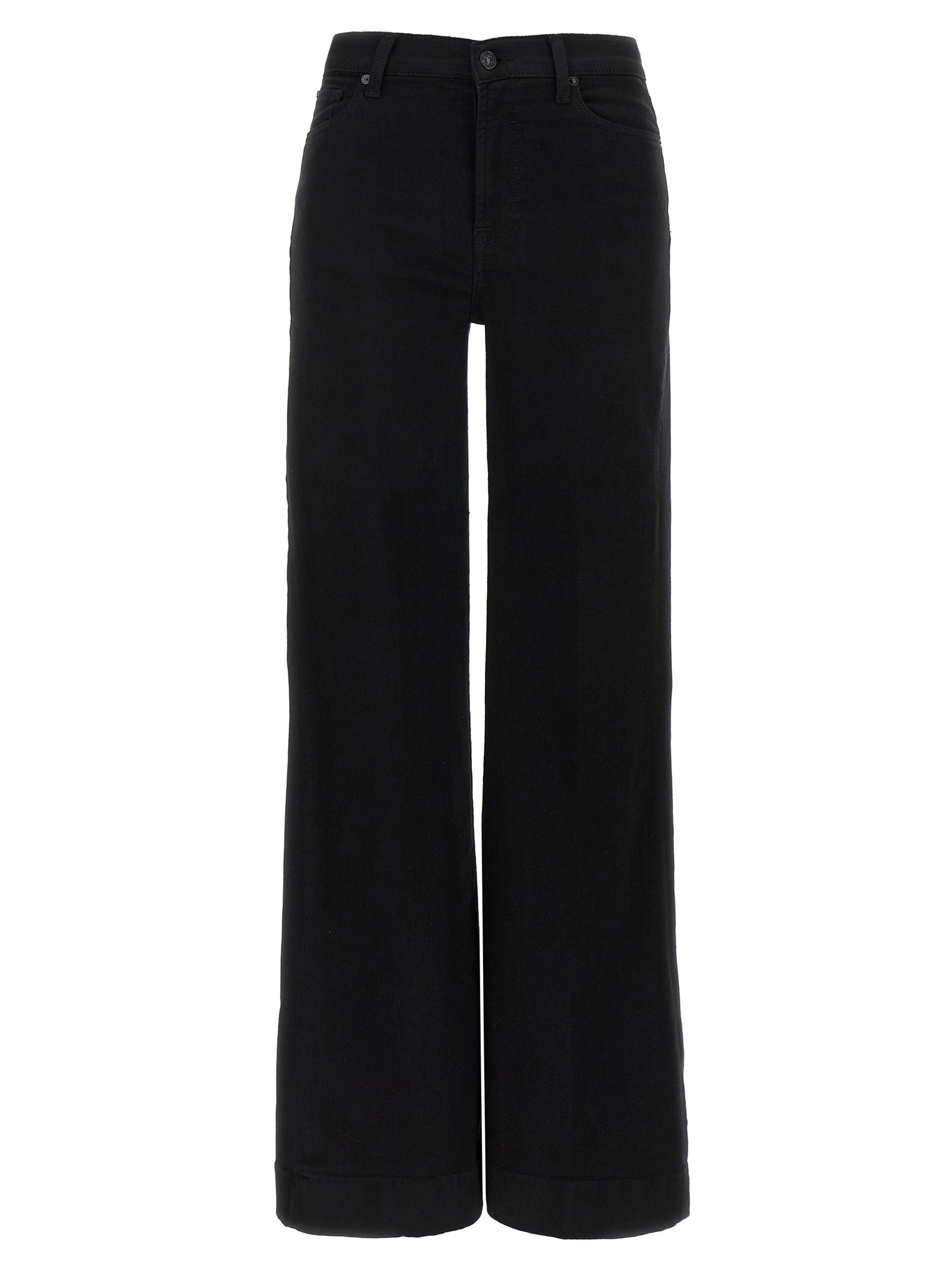7 For All Mankind Black Cotton Flared Jeans