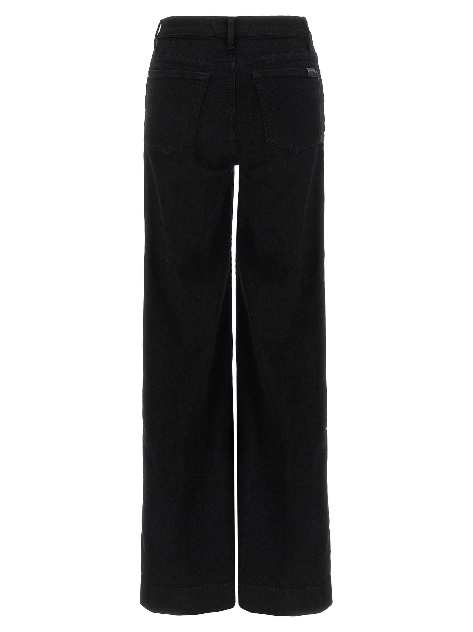 7 For All Mankind Black Cotton Flared Jeans